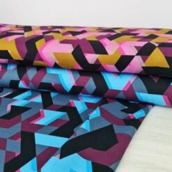 European Knit, Oeko-Tex French Terry, Geometric Camouflage Blue -Tailor Supplies Sales 2024 8578 2