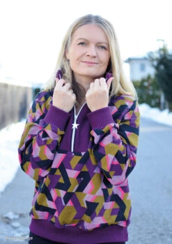 European Knit, Oeko-Tex French Terry, Geometric Camouflage Light Berry -Tailor Supplies Sales 2024 8579 3