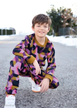 European Knit, Oeko-Tex French Terry, Geometric Camouflage Light Berry -Tailor Supplies Sales 2024 8579 4