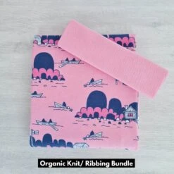*2 PIECE BUNDLE* PaaPii Design, GOTS Organic Jersey, Archipelago Light Pink Pink Blueberry & Light Pink Ribbing