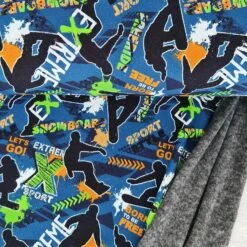 European Alpine Fleece Sweater Knit, Extreme Sports Blue