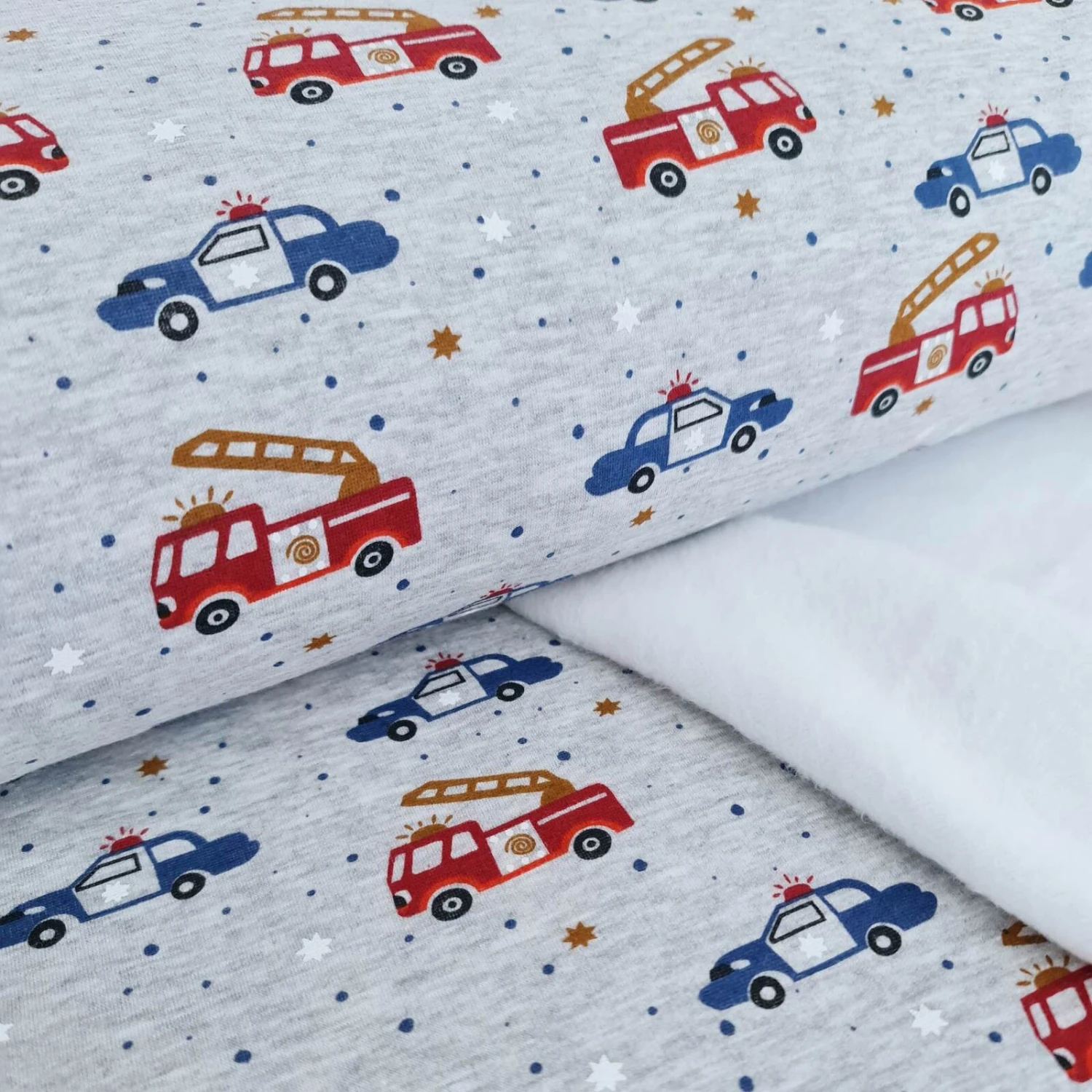 European Alpine Fleece Sweater Knit, Emergency Vehicles 2 European Alpine Fleece Sweater Knit, Emergency Vehicles - Image 2