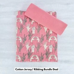 *BUNDLE DEAL 2 PIECE* European Cotton Elastane Jersey, Oeko-Tex, No Words Needed Coral / Coral Ribbing