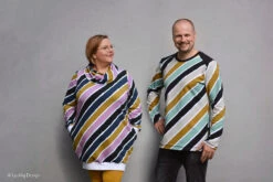 *2 PIECE BUNDLE DEAL* European Knit, Oeko-Tex French Terry, Diagonally Stripes Moss/Green/Black & Dark Dijon Ribbing -Tailor Supplies Sales 2024 8681 6