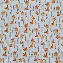 European Fine Ribbed Jersey Knit, Oeko-Tex, Baby Giraffes