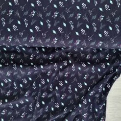 European Fine Ribbed Jersey Knit, Oeko-Tex, Floral Dark Navy