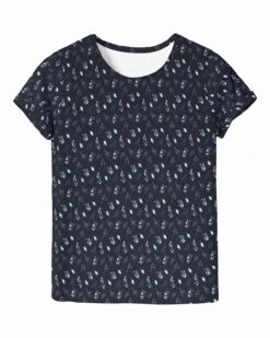 European Fine Ribbed Jersey Knit, Oeko-Tex, Floral Dark Navy -Tailor Supplies Sales 2024 8744 3
