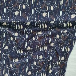 European Fine Ribbed Jersey Knit, Oeko-Tex, Autumn Floral Navy