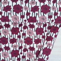 European Cotton Elastane Jersey, Oeko-Tex, Field Of Flowers Burgundy Rose