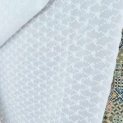 European Broderie Anglaise Cotton, Bouquet White