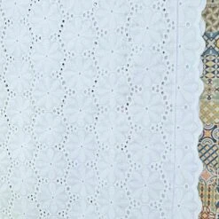 European Broderie Anglaise Cotton, Rosette White