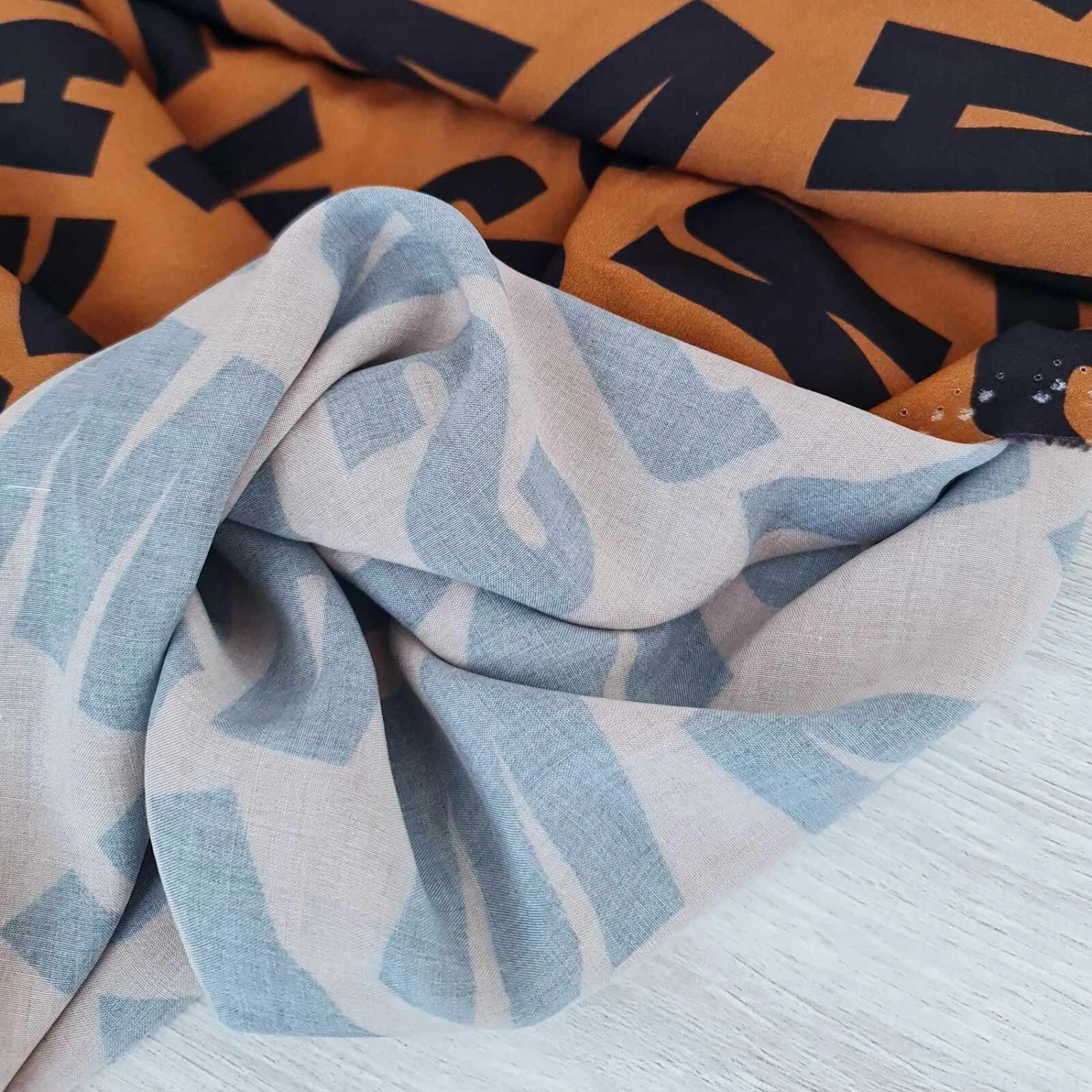 European Woven Viscose, Oeko-Tex, Bold Letters Terra 2 European Woven Viscose, Oeko-Tex, Bold Letters Terra - Image 2