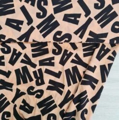 European Woven Viscose, Oeko-Tex, Bold Letters Salmon