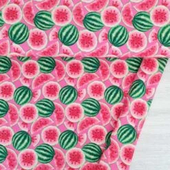 *REMNANT 93cm* European Cotton Elastane Jersey, Oeko Tex, Pink Watermelons