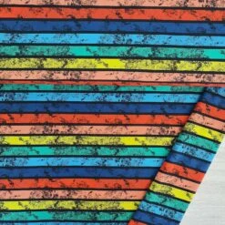 European Cotton Elastane Jersey, Oeko Tex, Happy Summer Wide Stripes