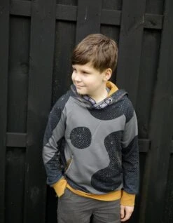 *REMNANT 2 PIECE BUNDLE* European Modal Blend French Terry Knit, Mega Shapes Grey & Brush Black Acacia -Tailor Supplies Sales 2024 8944 2