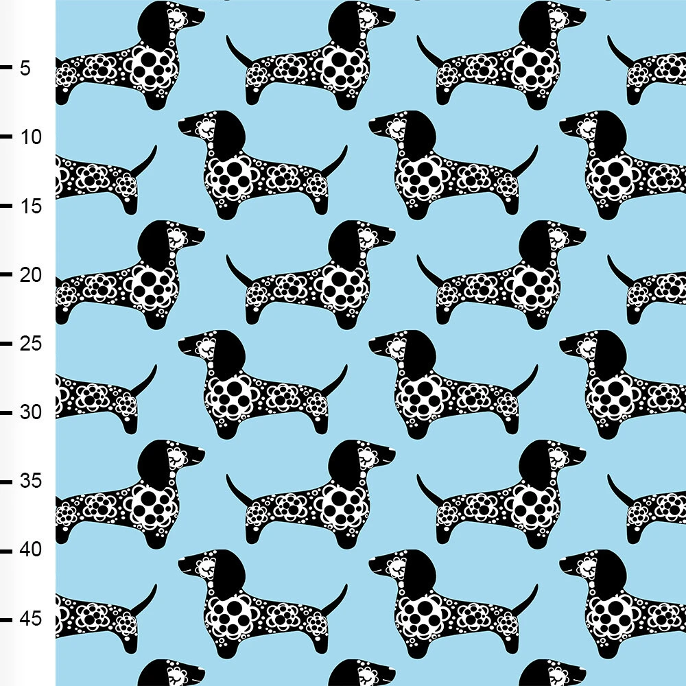 *REMNANT 98cm* PaaPii Design, GOTS Organic Jersey, Raksu Light Blue (Sausage Dog) 2 *REMNANT 98cm* PaaPii Design, GOTS Organic Jersey, Raksu Light Blue (Sausage Dog) - Image 2