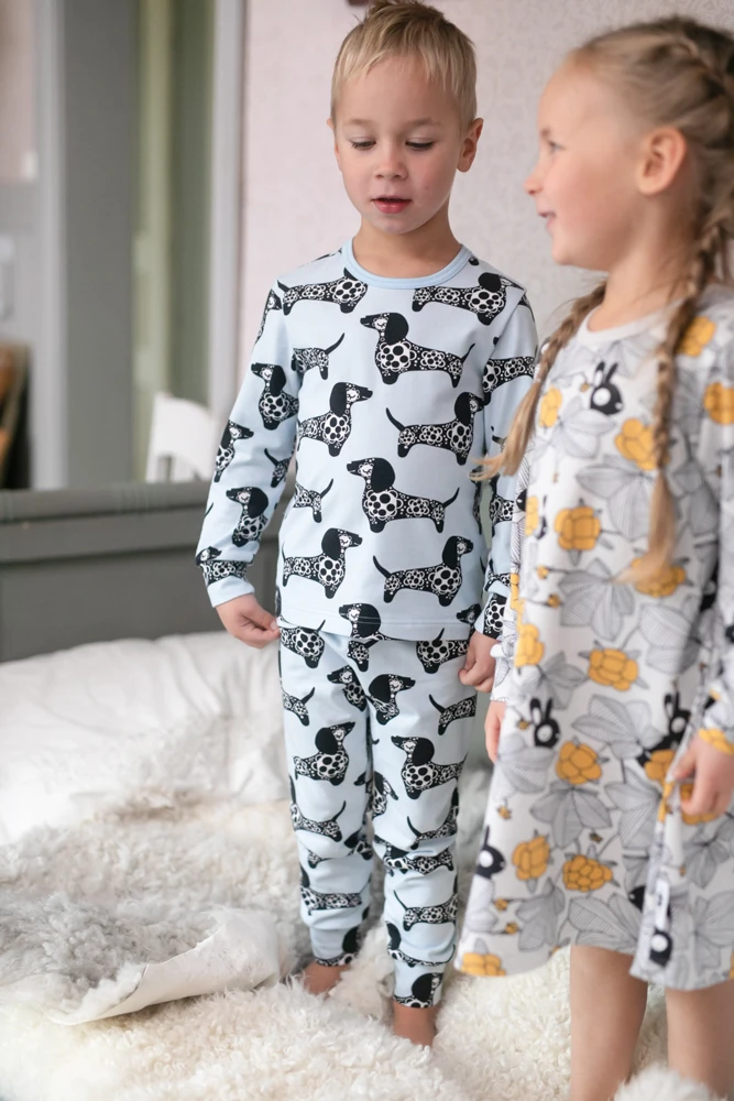 *REMNANT 98cm* PaaPii Design, GOTS Organic Jersey, Raksu Light Blue (Sausage Dog) 5 *REMNANT 98cm* PaaPii Design, GOTS Organic Jersey, Raksu Light Blue (Sausage Dog) - Image 5