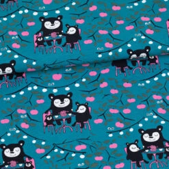 PaaPii Design, GOTS Organic Jersey, Garden Party Petrol Pink Dark Green