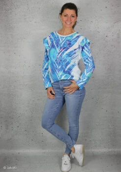 European Cotton Elastane Jersey, Oeko Tex, Palm Leaves White -Tailor Supplies Sales 2024 9033 5