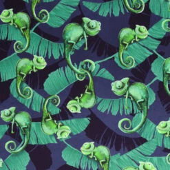European Cotton Elastane Jersey, Oeko Tex, Sitting Chameleons Dark Blue