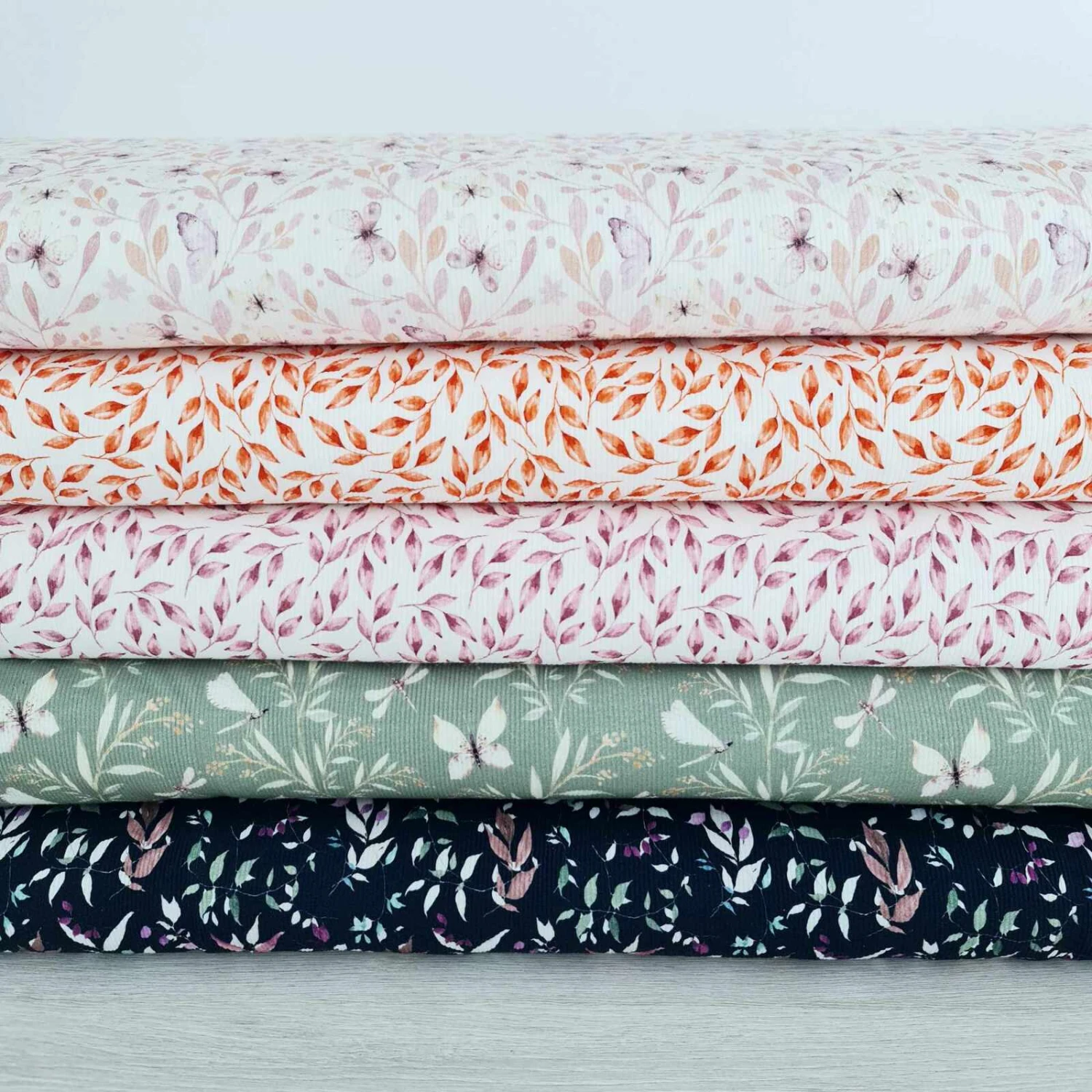 European Fine Ribbed Jersey Knit, Oeko-Tex, Butterflies Pink 4 European Fine Ribbed Jersey Knit, Oeko-Tex, Butterflies Pink - Image 4