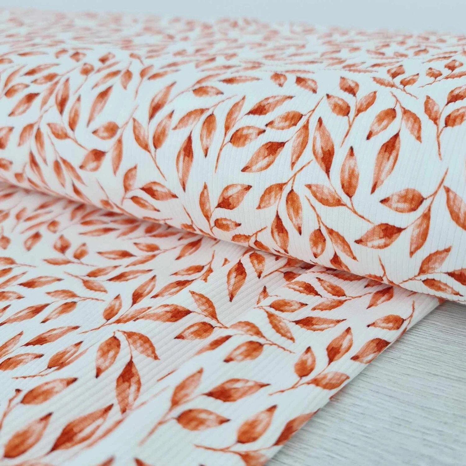 European Fine Ribbed Jersey Knit, Oeko-Tex, Petals Peach 2 European Fine Ribbed Jersey Knit, Oeko-Tex, Petals Peach - Image 2