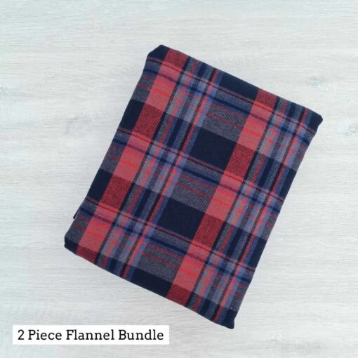 *REMNANT 2 PIECE* European Cotton Flannel, Navy/Red Plaid -Tailor Supplies Sales 2024 9078