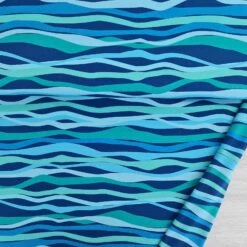European Cotton Elastane Jersey, Oeko Tex, Waves Dark Blue