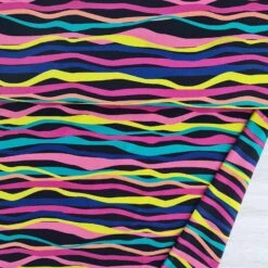 European Cotton Elastane Jersey, Oeko Tex, Waves Colourful