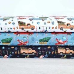 European Cotton Elastane Jersey, GOTS Organic, Xmas Tree Delivery White -Tailor Supplies Sales 2024 9107 2