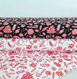 European Cotton Elastane Jersey, GOTS Organic, Candy Swirls Black -Tailor Supplies Sales 2024 9111 2