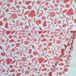 European Cotton Elastane Jersey, GOTS Organic, Candy Swirls White