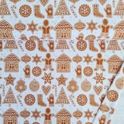 European Cotton Elastane Jersey, GOTS Organic, Gingerbread White
