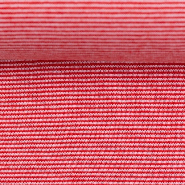 European Cotton Elastane Jersey, Oeko-Tex, 1mm Stripes Red/White 1 European Cotton Elastane Jersey, Oeko-Tex, 1mm Stripes Red/White
