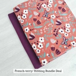 *2 PIECE BUNDLE* European Knit, Oeko-Tex French Terry, Meadow Clay & Eggplant Ribbing