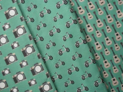 *2 PIECE BUNDLE* European Knit, Oeko-Tex French Terry Cosy, Scooters Dark Teal & Charcoal Grey Ribbing -Tailor Supplies Sales 2024 9295 2