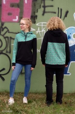 *2 PIECE BUNDLE* European Knit, Oeko-Tex French Terry Cosy, Scooters Dark Teal & Charcoal Grey Ribbing -Tailor Supplies Sales 2024 9295 3